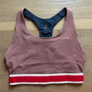 Tracksmith Run Bra Sports Active Racerback Small NEW pink beige mauve red stripe